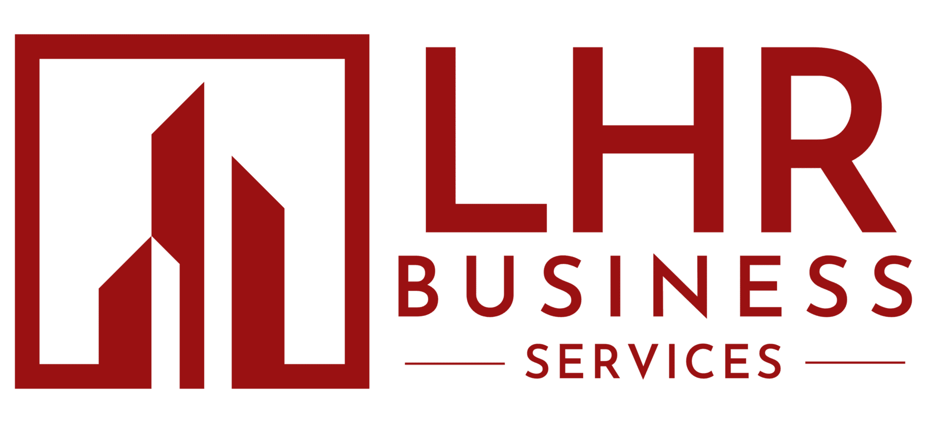 A red and green logo for lh business services.